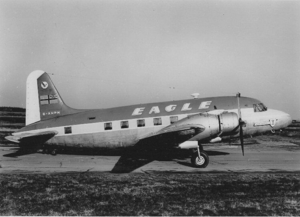 ULYKKESFLYET: Vickers Viking-maskinen fra flyselskapet Cunard Eagle Airways var chartret for å fly de britiske barna til Norge.