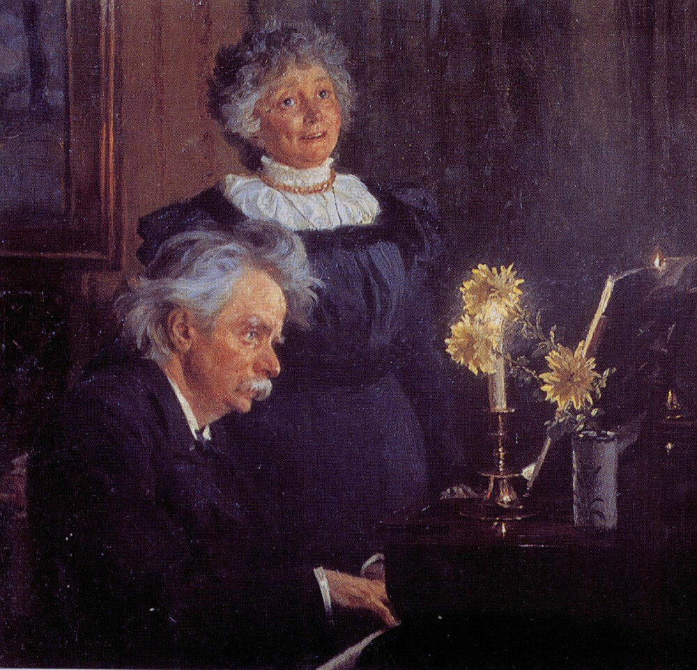 <b>STEMNINGSFULLT:</b> Den norske Skagenmaleren Peder Severin Krøyer malte dette bildet av Nina og Edvard Grieg rundt 1899.