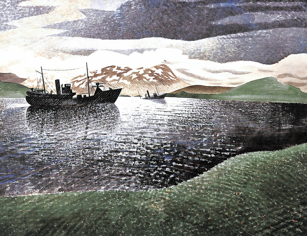 <b>KUNSTNER I KAMP:</b> Maleren Erik Ravilious ble sendt til Narvik for på feste krigens vakre side til lerretet. Midnattssol, båtvrak og blått hav var fortryllende å melde hjem om.