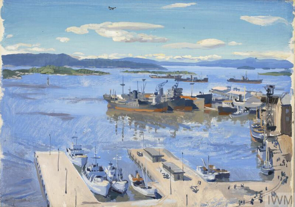 <b>INGEN SURE MINER:</b> Minesveipere i lutter idyll i Oslo havn ble sendt tilbake til England til illustrasjon av at krigen slett ikke var å stygg.