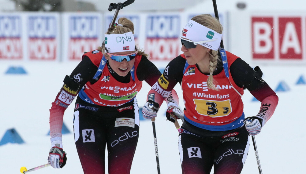 ECHOFF OG OLSBU: Stafett kvinner i VM Skiskyting 2019 i Östersund, Sverige. Synnøve Solemdal, Tiril Kampenhaug Echoff, Ingrid Landmark Tandrevold og Marte Olsbu Røiseland går for Norge.