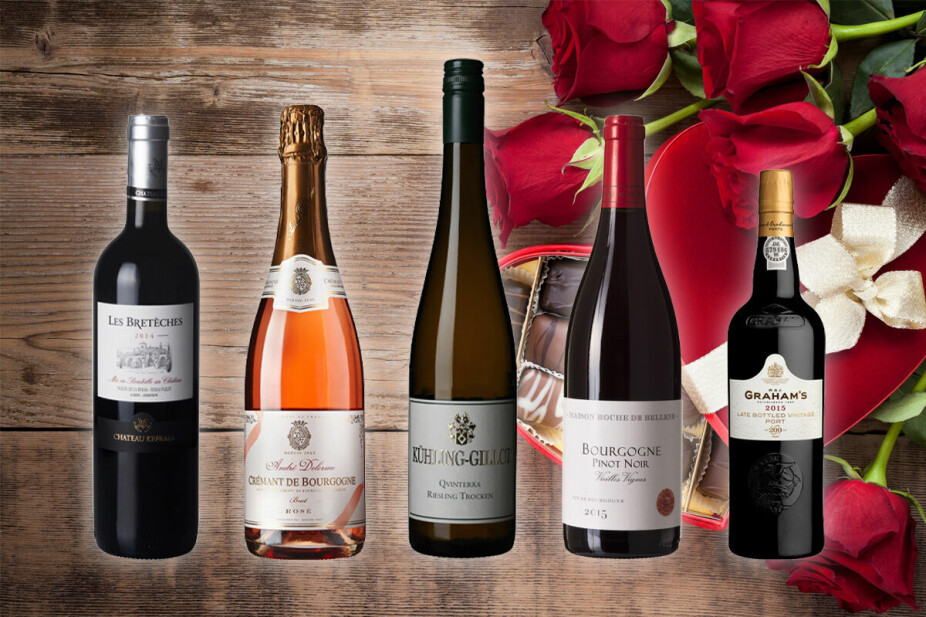 GODE KJØP: Med disse fem vinene skulle du være dekket til Valentine.