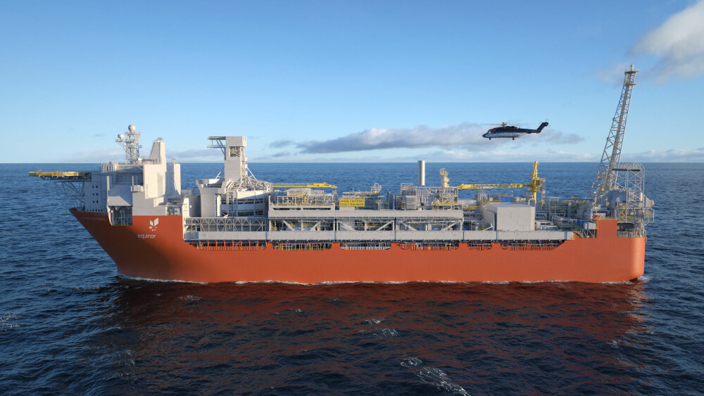 <b>ENORMT SKIP:</b> Produksjons­skipet «Johan Castberg» er 313 meter langt. Nå er det på vei til Aker Stord før det skal hente opptil 650 millioner fat olje fra Barentshavet.