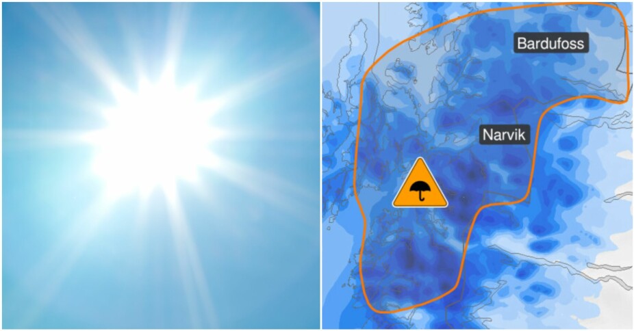 <b>ENORME KONTRASTER: </b>Mens folk i sør kan hente fram solbriller og vårjakker, er værmeldingen langt verre for folk i Nord-Norge.