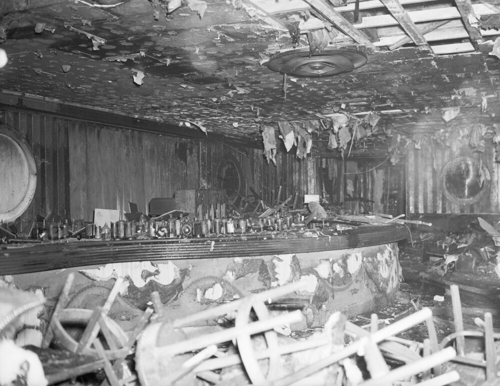<b>FORKULLET:</b> Cocoanut Grove ble raskt forvandlet til et inferno av flammer og røyk. 