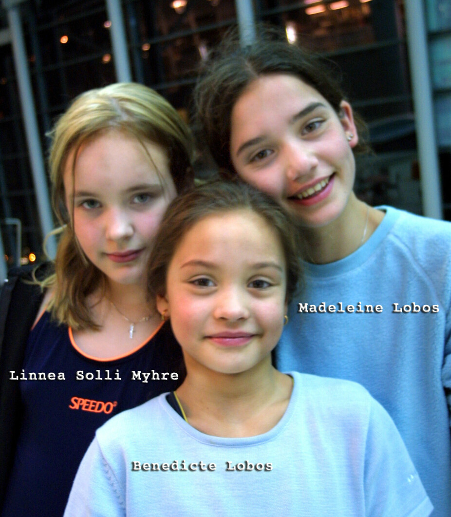 «<b>MABELIN</b>»: Linnéa Solli Myhre fra Molde og søstrene Benedicte og Madeleine Lobos fra Elnesvågen utgjorde trioen Mabelin i «MGPjr» i 2002.