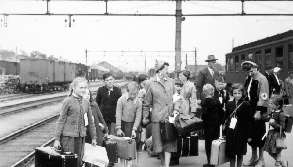 KOM ALENE: Barna kom fra Tyskland alene, med en lapp rundt halsen som sa hvor de skulle.