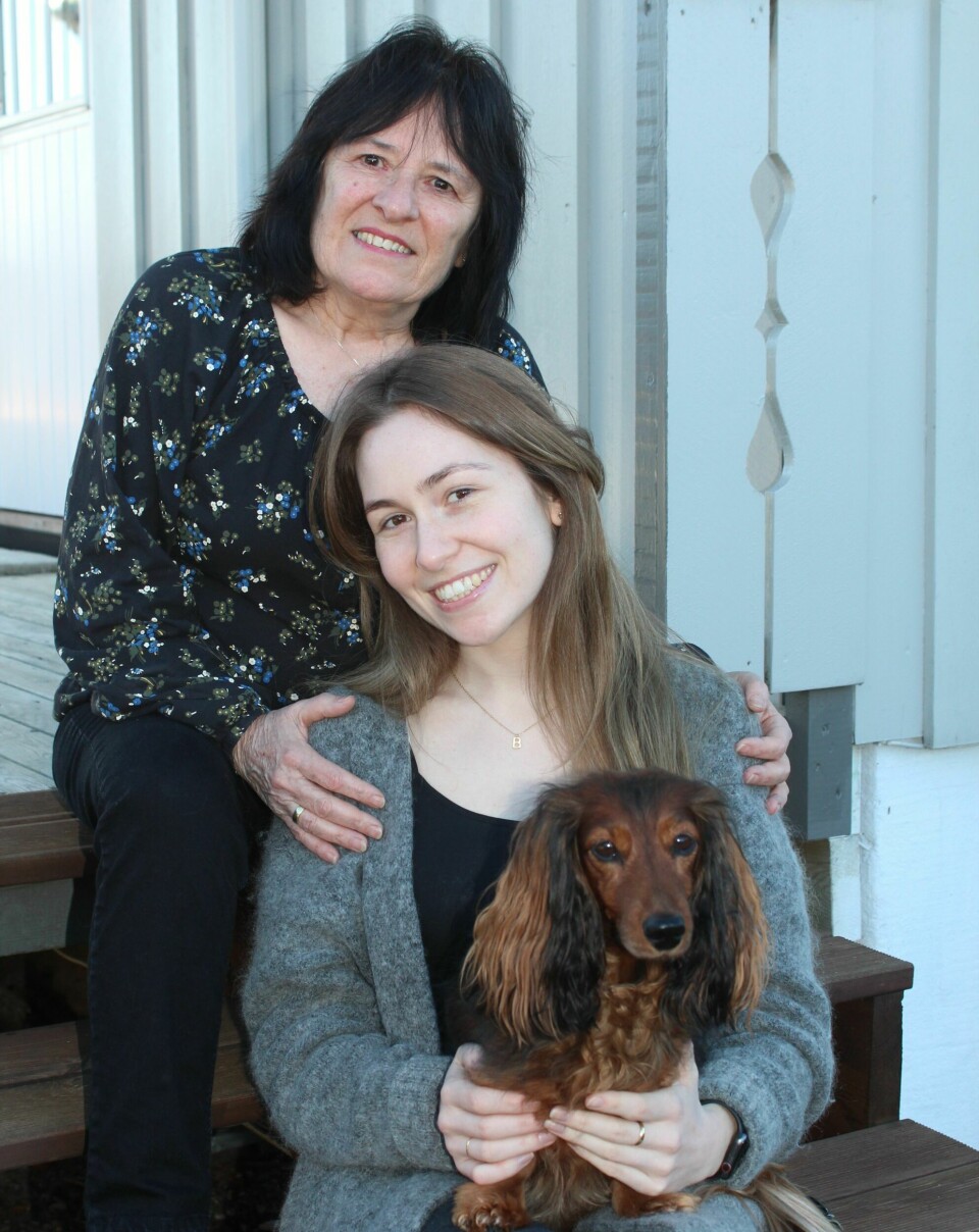 NORSK FAMILIE: Gabi giftet seg med Aage fra Sandefjord og fikk døtrene Sandra og Bettina (bildet). Gabi har bodd i Svelvik siden hun kom hit som sommerflyktning. Nå er hun bestemor til tre og får fremdeles storesøster Margit fra Berlin på besøk.