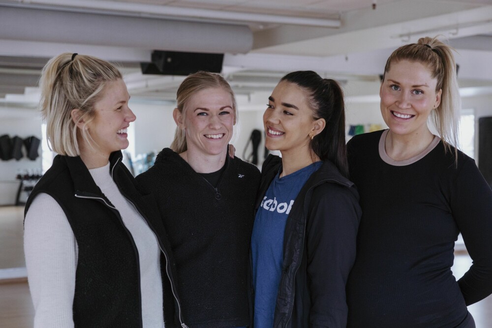 Mari Rotmo, Anne-Grethe Jakobsen, Nina Dhunsi og Thale H. Tremoen har vært gode treningsvenninner både før og etter barn.