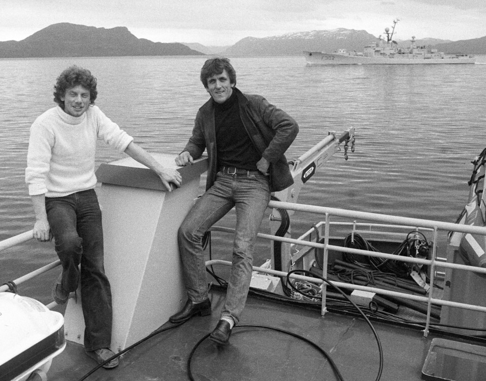 FULGTE LETINGEN: Dykkeren Endre Laurhammer (t.v.) fulgte den fremmed ubåten i en halv time og varslet Forsvaret. Observasjonen fra den erfarne marinesoldaten ble tillagt stor vekt. Her sammen med Leif G. Amundsen.