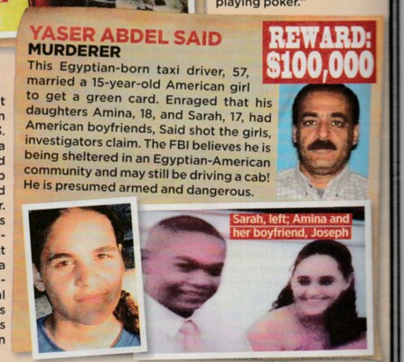 <b>ETTERLYST:</b> Yaser Said var etterlyst over hele USA. – Let etter ham innenlands den dagen han dreper meg, sa hans datter Amina til kjæresten Joseph