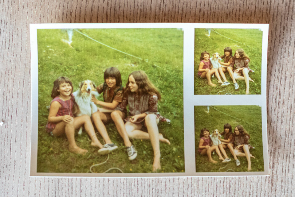 FAMILIEIDYLL: Søsknene Nini, Jens og Camilla på besøk hos oldemor i Trondheim i 1971. Nini døde dessverre i 2014.