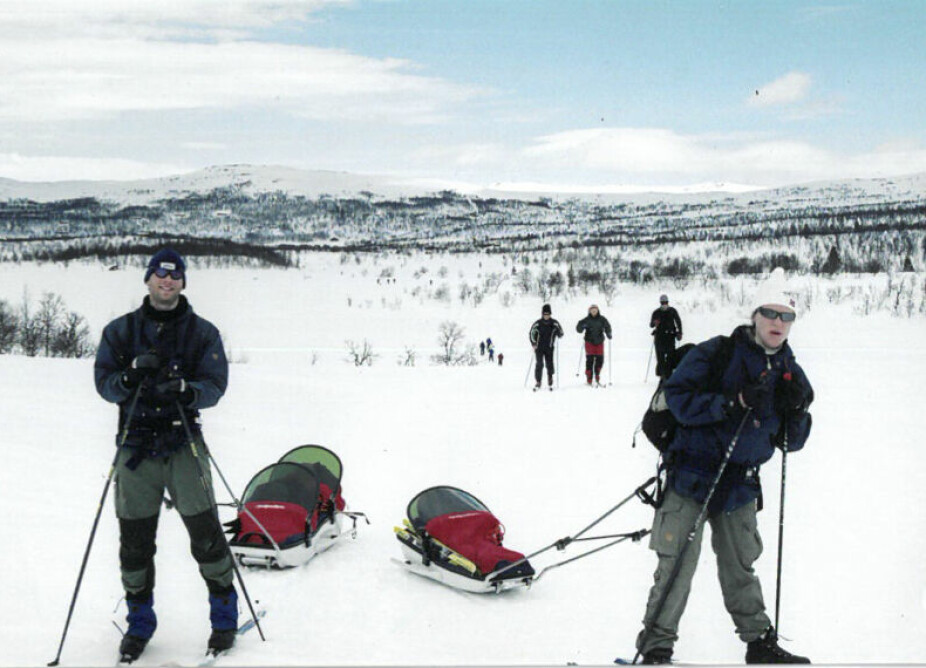 <b>PÅ SKITUR:</b> Utenriksministeren bruker mye tid i naturen. Her er hun på skitur med barna som da var 1,3 og 4 år gamle.