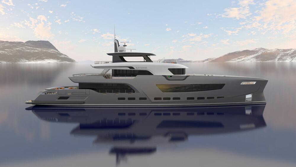 <b>DRØMMEN:</b> I 2018 tegnet Aabel den elegante 50-meters yachten Katana. Et prosjekt han drømmer om å få realisert. 
