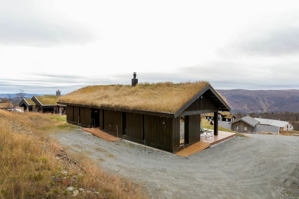 Familiens hytte ligger vakkert til med vakker utsikt mot Slettefjellet, Raudalen alpinsenter og innsjøen Øyangen.