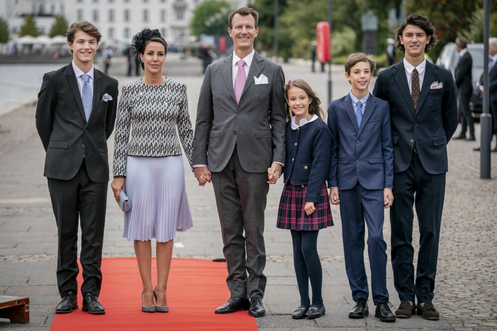 <b>PRINS JOACHIMS FAMILIE: </b>Danmark prins Felix, prinsesse Marie, prins Joachim, prinsesse Athena, prins Henrik og prins Nikolai.