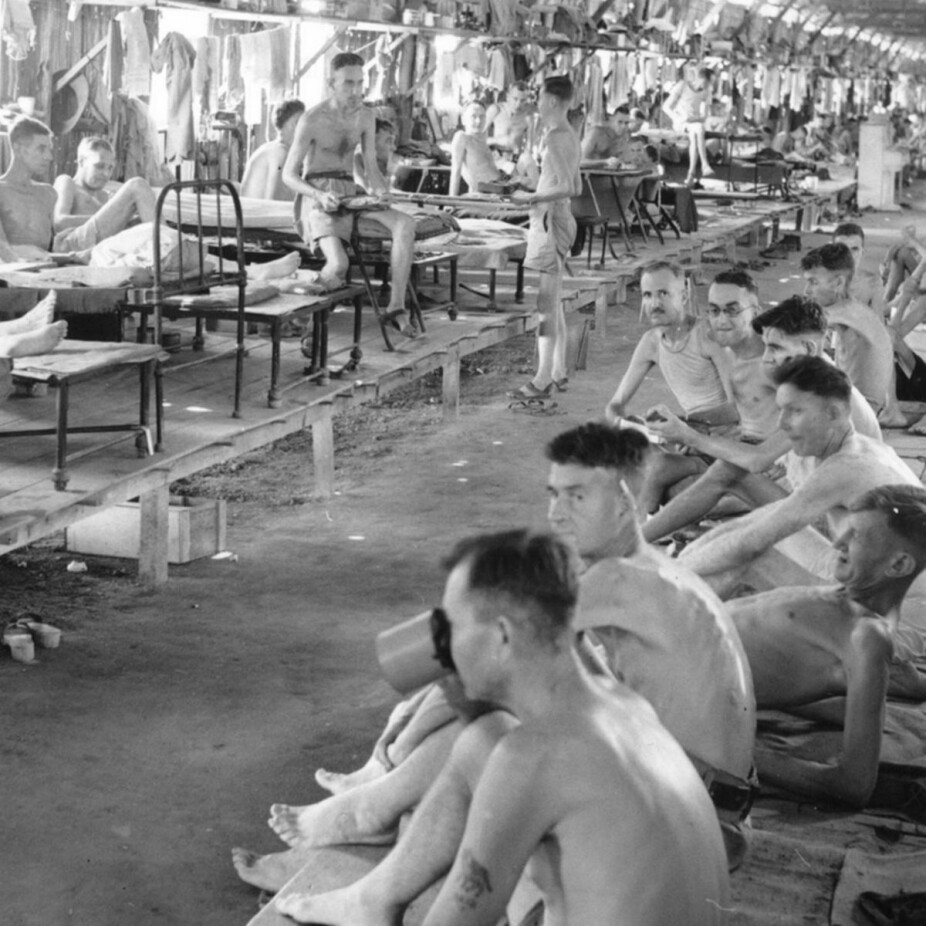 <b>DØDSLEIRER:</b> Norske sjøfolk led under grufulle forhold i japansk fangenskap, men dødstallene var enda høyere blant andre grupper: Nesten hver tredje allierte soldat som havnet i japansk fangenskap under 2. verdenskrig døde. Dette bilder viser avmagrede britiske fanger etter frigjøringen av en leir i Singapore.