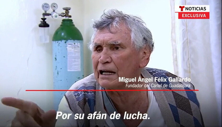 <b>NEKTER:</b> I 2021 gjorde 75 år gamle Miguel Angel Felix Gallardo et ytterst sjeldent intervju. Overfor TV-kanalen Noticias Tele­mundo avviste en skrøpelig Gallardo kjennskap til Quintero og Carrillo, og for å ha vært leder av et narkokartell. I intervjuet beklaget han drapet på Camarena, men nektet for å ha noe med det å gjøre.