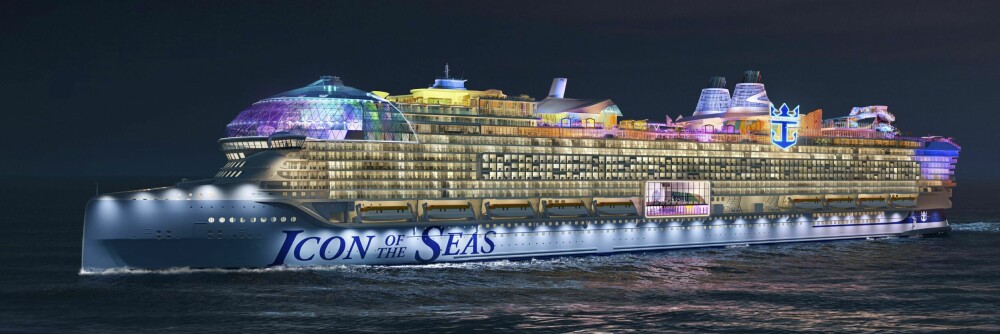 <b>STØRST:</b> Med sine 365 meter og bruttotonnasje på 250 800 tonn, blir Icon of the Seas verdens største cruiseskip. 