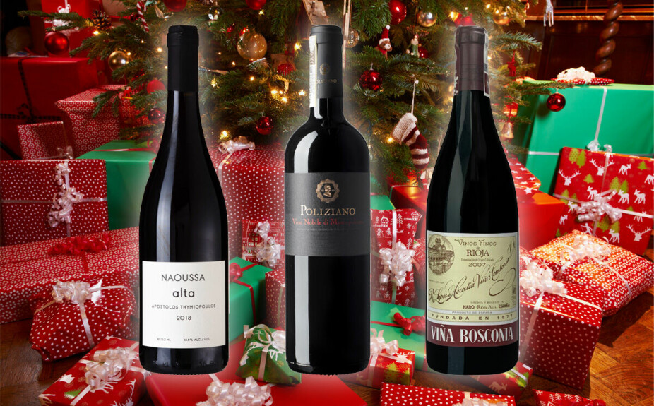 JULEGAVER: Vinanmelder Arnie Stalheim har plukket ut tre flotte rødviner i ulike prisklasser som egner seg som julegaver.