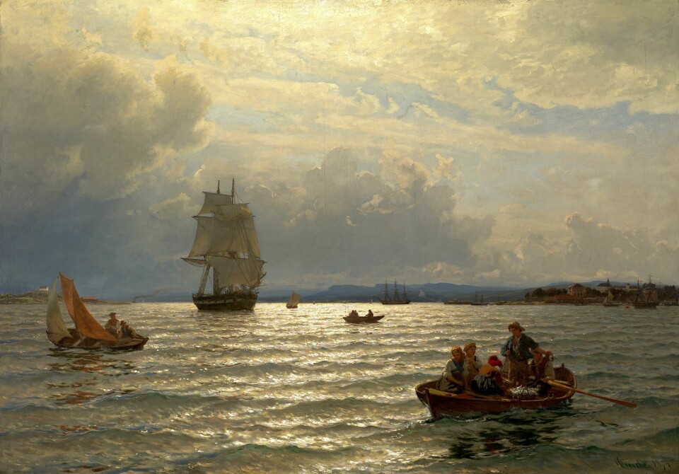 STJÅLET: Hans Gudes «Innseilingen til Christiania» var ett av maleriene tyskerne stjal fra Nasjonalgalleriet − og som senere ble gjenfunnet av de alliertes kunstjegere.