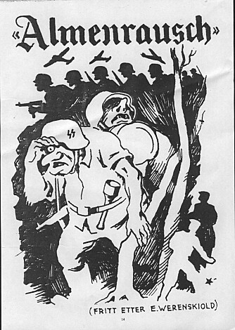 <b>TYSKERTROLL:</b> Tyskerne klarte ikke å fange kommunistlederne i aksjon Almenrausch i Valdres. Arne Taraldsens karikatur ble trykket i den illegale kommunistiske pressen. Olaug Karlsen var imidlertid en av mange som ble arrestert. 