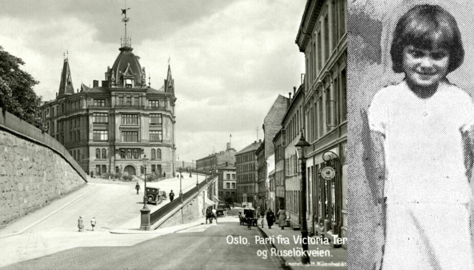 <b>FORSVANT: </b>Ruseløkkveien anno 1925. Det var hit May (t.h.) gikk for å kjøpe godteri i januar for 86 år siden. Fortsatt er det mange ubesvarte spørsmål om forsvinningen og drapet.