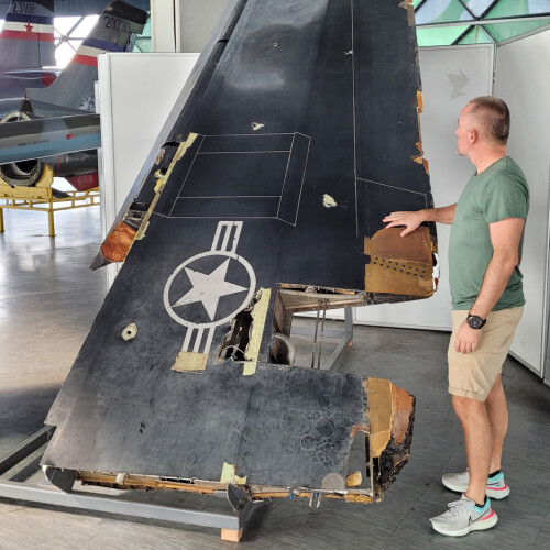 <b>FULLTREFF:</b> Restene av en F-117 Nighthawk er utstilt i flymuseet.