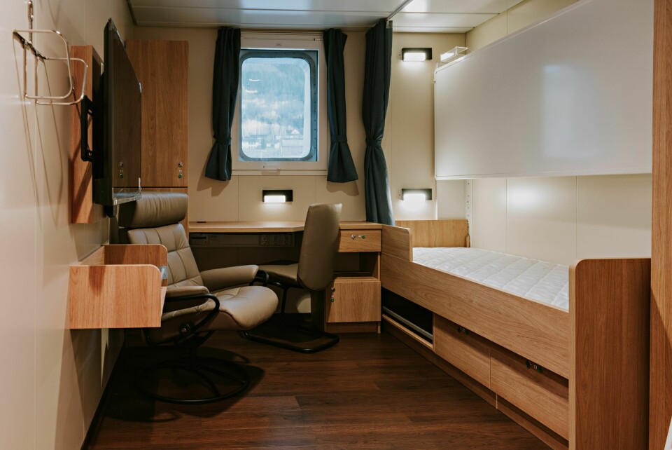 BYSSAN LULL: En av mannskapslugarene om bord. De nye kystvaktfartøyene har lugarkapasitet til over 100 personer.