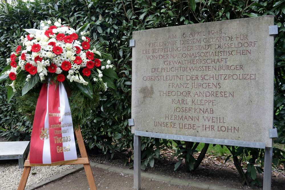 <b>MOTSTAND:</b> Minnested i Feuerbachstrasse for medlemmer av motstandsbevegelsen «Aktion Rheinland», som ble fanget og henrettet for sin deltakelse 16. april 1945. 