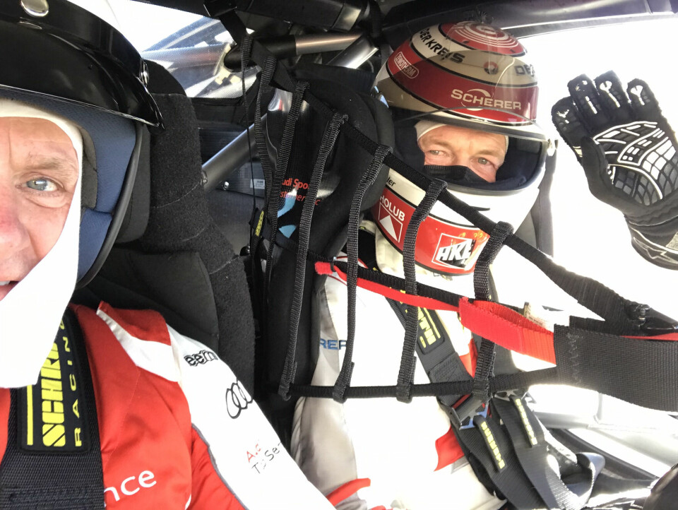 BANEBIL: Jeg syntes jeg kjørte ganske fort, helt til jeg fikk sitte på med Frank Stippler i hans LMS GT3-versjon av R8.
