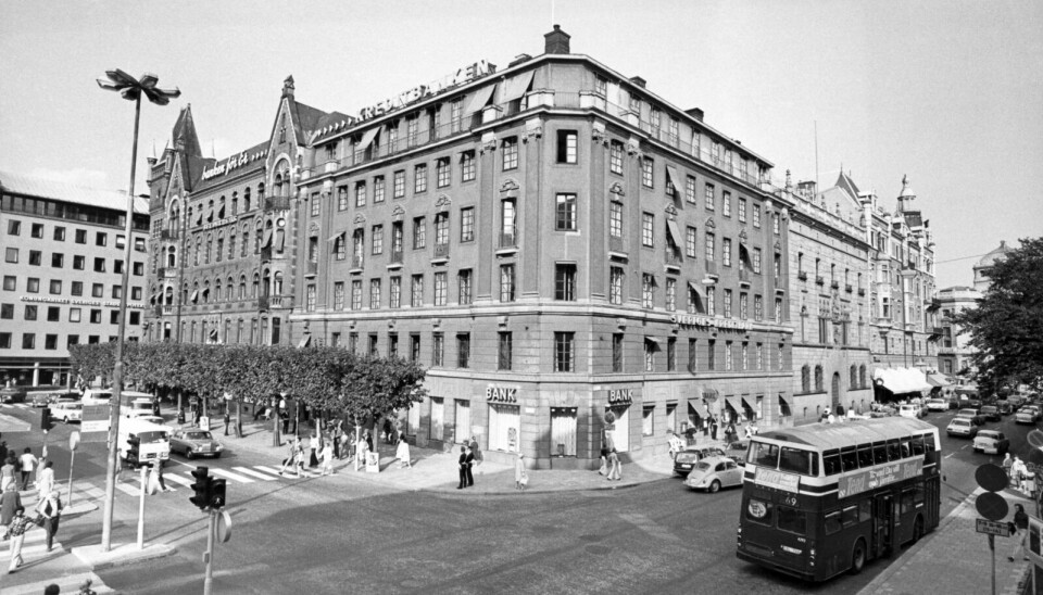 ÅSTEDET: Bygningen som i 1973 huset lokalene til Svenska Kreditbanken på Norrmalmstorg i Stockholm.