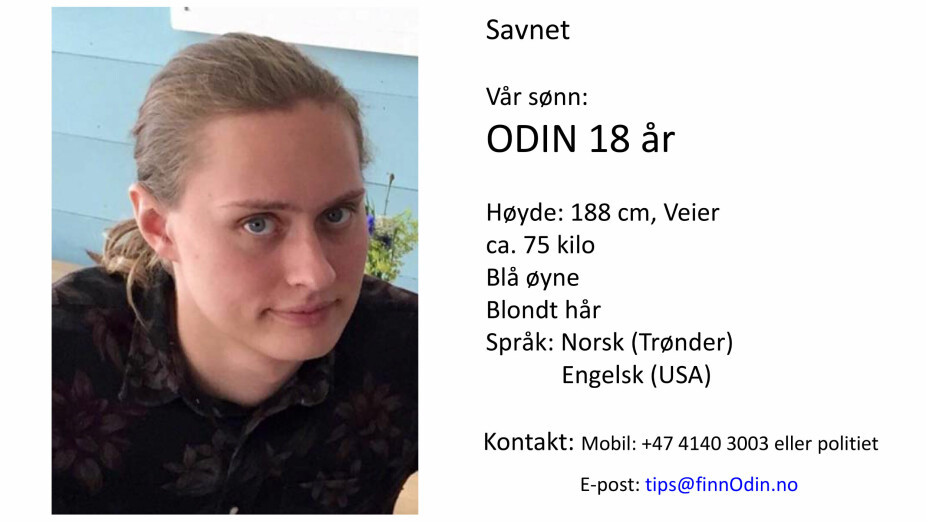 SAVNET: Odin har vært savnet siden november 2018.