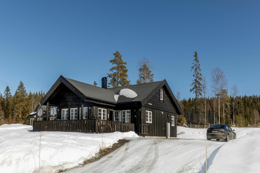 OSENSJØEN: Familiens hytte i Lygnalia er av typen Osensjøen Pluss fra Familiehytta.