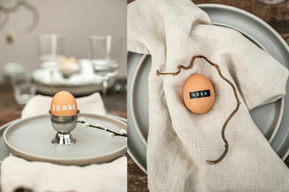 Minimalistisk påske. Hvem vil ikke synes det er hyggelig å komme til dekket bord og et helt personlig egg?