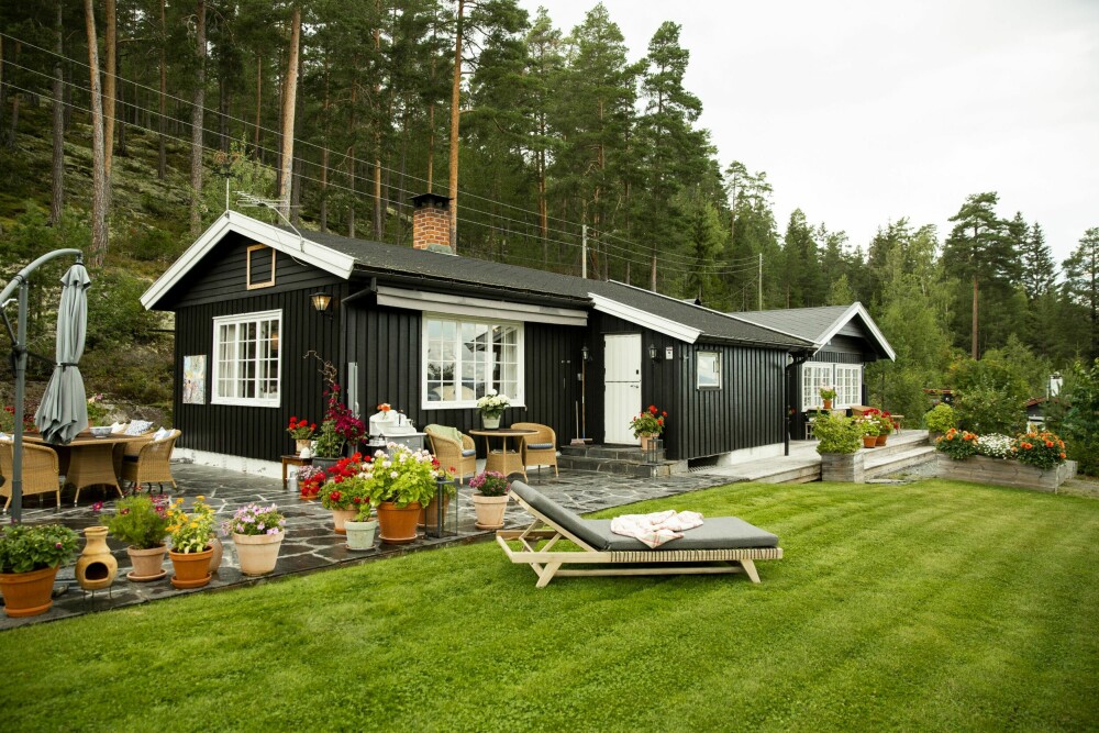 HYTTE: Solveig og Tom Eriks egen hytte ligger på tomta ved siden av gjestehytta. De kjøpte den i 2005 og har brukt årene siden da på å anlegge en flott og frodig hyttehage. .