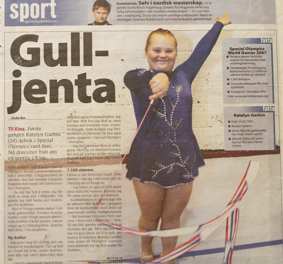 GULLJENTA: Da Katelyn startet med rytmisk gymnastikk var hun den eneste med en funksjonshemning. Nå er hun trener for mange håpefulle i Stabekk turnforening.