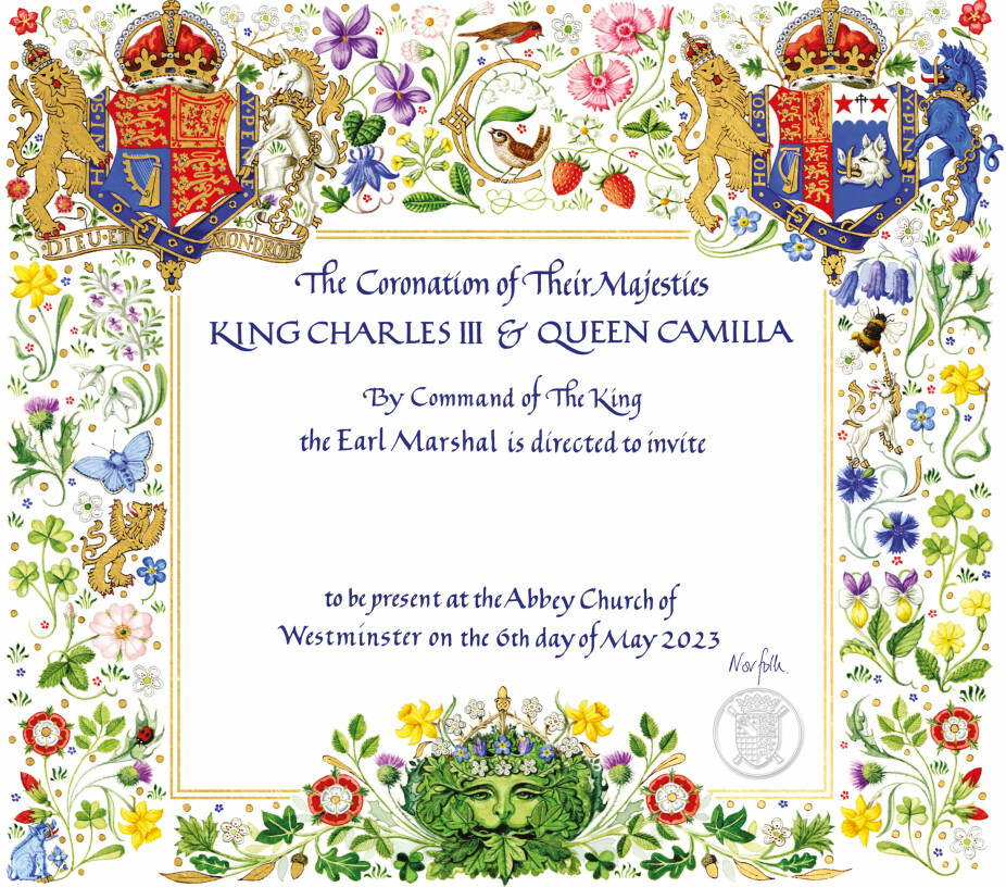 <b>INVITASJONEN</b>: Slik er invitasjonen kong Charles og dronning Camilla har send til sine gjester.
