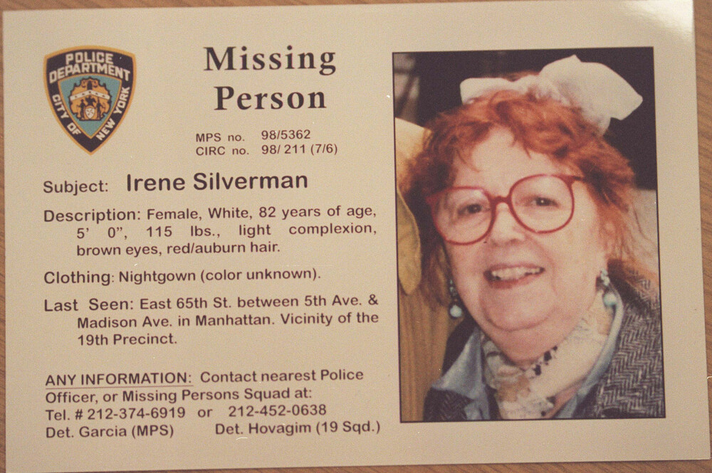 <b>ETTERLYST:</b> Den 82 år gamle enken Irene Silverman ble etterlyst av politiet før Kenny og Sante Kimes ble avslørt for å ha kidnappet henne.
