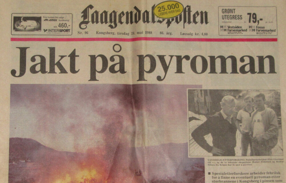 <b>IKKE LENGER TVIL:</b> Etter de omfattende brannene i Kongsberg natt til 1. pinsedag i 1988, var det ikke lenger tvil om at en pyroman herjet i Buskerud og Vestfold. Politiet la opp til en omfattende etterforskning, men fikk utfordringer.