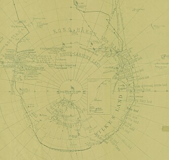 <b>MEST NORSK:</b> Et kart over Antarktis fra 1935 røper at Norge og nordmenn hadde dominert i oppdagelser og tilstedeværelse i Antarktis. Det skremte ikke Nazi-Tyskland som ville ha land og tilgang til råstoffer før den planlagte krigen ble startet i Europa.