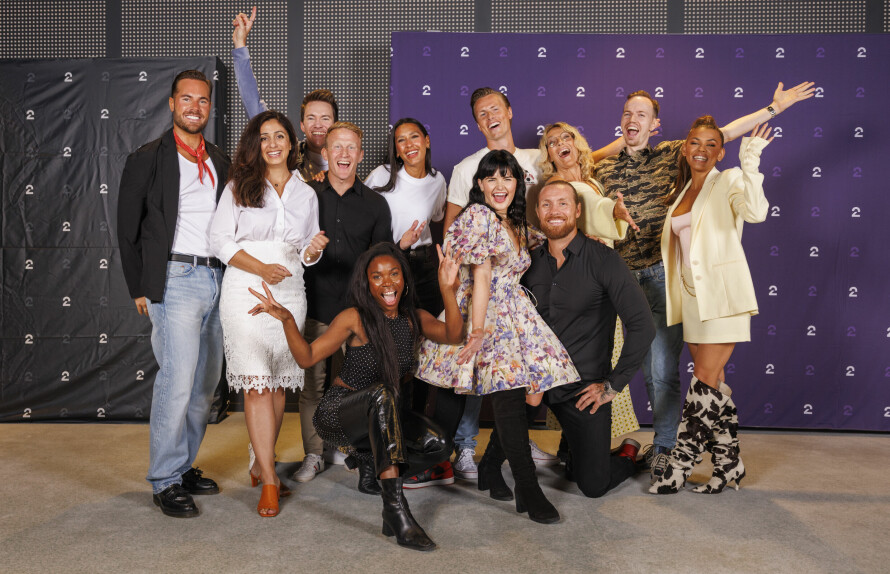DELTAKERNE: Deltakerne i Skal vi danse 2023 er Ulrikke Brandstorp, Hadia Tajik, Alexandra Joner, Trude Vasstrand, Selma Ibrahim, Myra Tucker, Stig André Berge, Fritz Aanes, Christer Rødseth, Harlem Alexander, Aslak Maurstad og Lavrans Solli.
