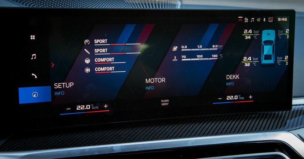 <b>OPPSETT:</b> Trykk, temperaturer og innstillinger i betjeningsskjermen i BMW. Og i biloppsettet kan du grave mye dypere enn dette. 