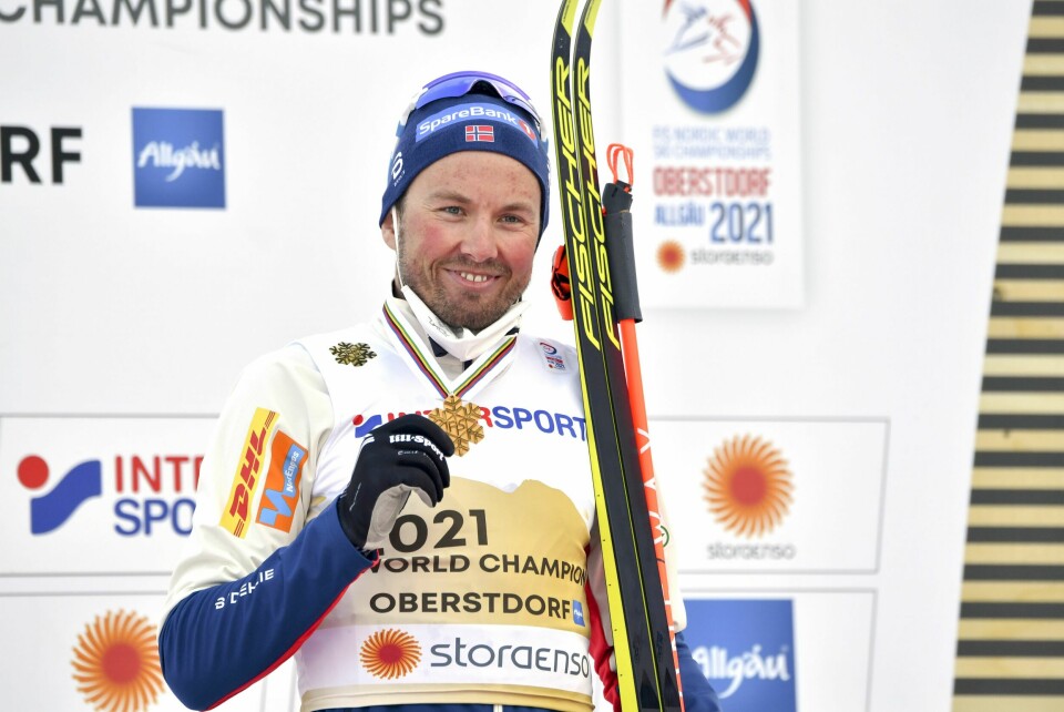 GÅR SOLO: Emil kan vise til fire VM-gull og ett OL-sølv. Nå står han utenfor landslaget og satser solo. Her med VM-gullet i 2021.