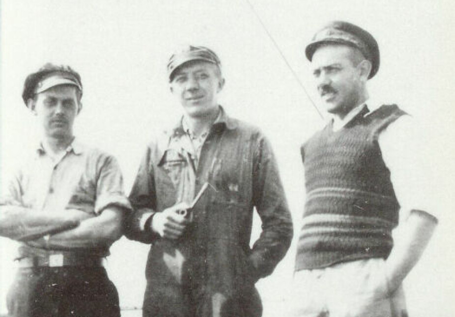 <b>NORSK TRIO:</b> Tre av fire norske offiserer ombord på D/S Løvstad under krigen: Syvert Vindheim (t.v.), Hans Elias Olsen og Haakon Hansen Jølle ledet an i den heltemodige redningsaksjonen.