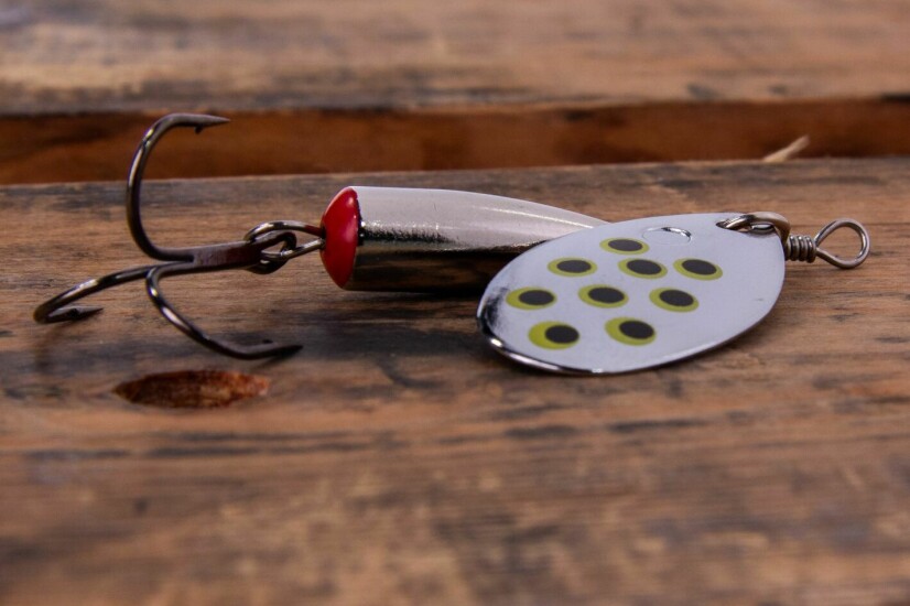 Norsjø Spinner Sølv grønne prikker 10g