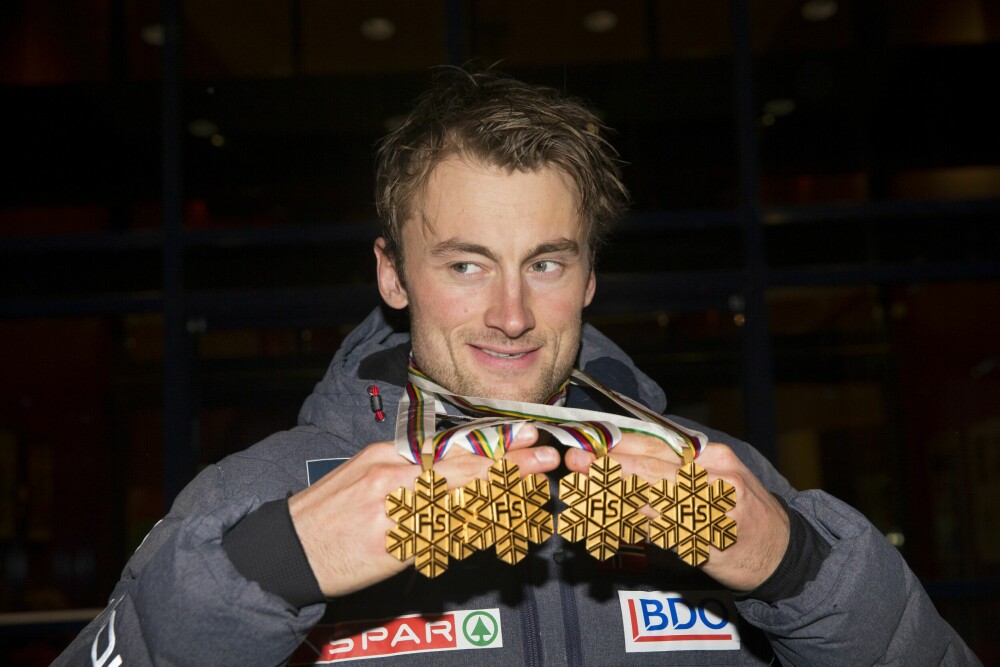 <b>GULLGUTT:</b> Petters harde innsats ble kronet med hele fire gull under VM i Falun. I løpet av karrieren fikk han med seg hele 13 VM-gull, to OL-gull og 38 enkeltseire i verdenscupen. 