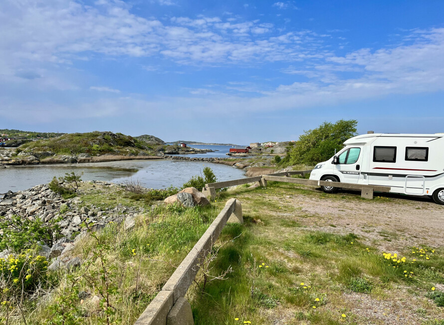 Bra plass: Fra Mjölekilen sykler vi til Marstrandsfergen på tre–fire minutter.