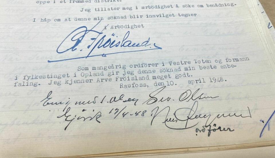 SOLID STØTTE: Flere Ap-ordførere støttet Frøilands nådesøknad. Severin Olsen var ordfører i Vestre Toten fra 1923–40. Pluss i 1945. Niels Ødegaard var ordfører på Gjøvik fra 1923–41 og 1945–1967.