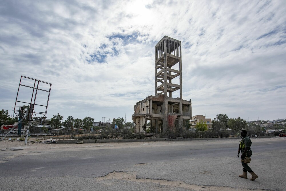 <b>PARLAMENTET:</b> Restene av det gamle parlamentet i Mogadishu.